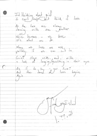 a handwritten note on a piece of paper